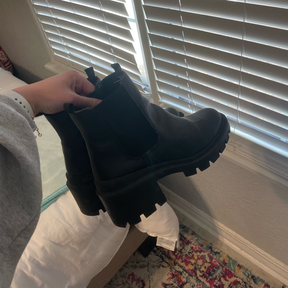 Black lug sole boots